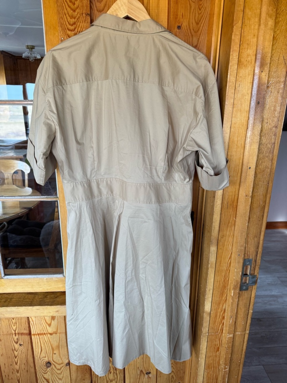 Lauren Ralph Lauren size 14 Beige Midi Shirt Dress with Brown Belt - Picture 4 of 4